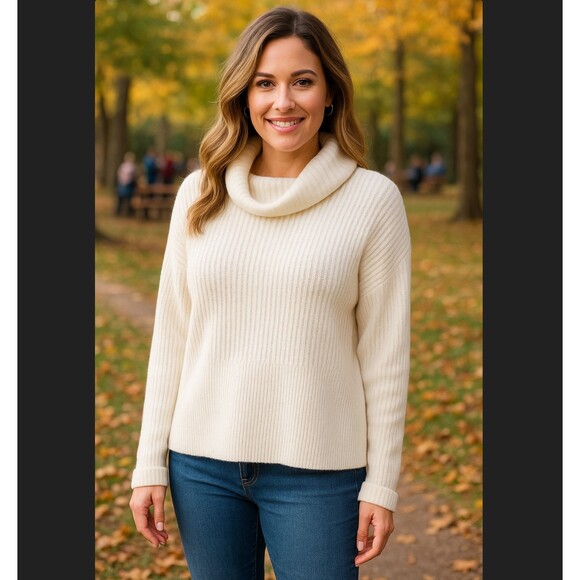 Tommy Bahama Long Sleeve Funnel Neck Pullover Sweater Sz XL White Alpaca Blend - Picture 1 of 14